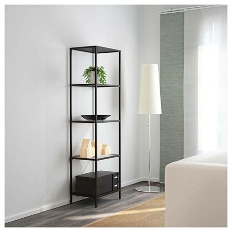 Tempered glass and metal are durable materials that provide an open, airy feel. . Vittsjo shelf